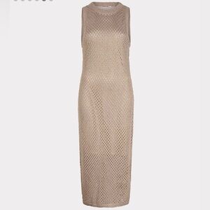 Sz XL⭐️NWT Esqualo Sand/Gold Lurex Shimmery Sleeveless Lined Knit Dress